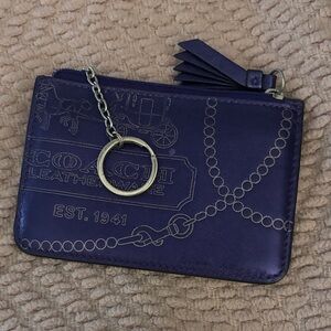 Coach Dark Purple Leather Keychain Pouch